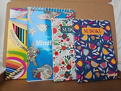 Relaxing Activity Pack Mindfulness Relaxing Colouring Book Sudoku & Pencils • £2.99