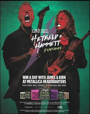 Metallica James Hetfield Kirk Hammett Ernie Ball Strings On ESP Guitar Ad Print • $4