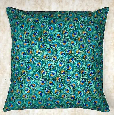 £9.99 • Buy Peacock Eye Feather Designer Cushion Cover Case Fits 18 X18  100% Cotton