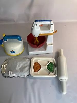 Vintage Fisher Price Fun With Food Play Kitchen Tea Kettle Mixer Tv Dinner • $60