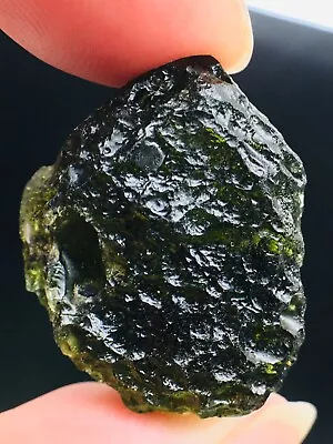 Moldavite-38CT Genuine Raw Moldavite Crystal From Czech Republic PIC Certificate • $3.25