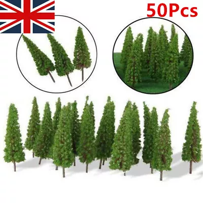 50Pcs Conifer Trees - 55mm - Suitable For N/OO Gauge Model Railways Model UK • £8.03