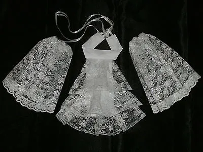 Lace Cravat + Cuffs Jabot Neck Frill - Victorian Edwardian Fancy Dress 2 Colour • £9.95