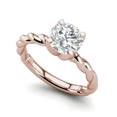 Twist Solitaire 0.5 Carat SI1/F Round Cut Diamond Engagement Ring Treated • $656.70