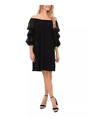 MSK Womens Black Blouson Sleeve Off Shoulder Above The Knee Party Shift Dress S • $5.94