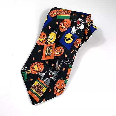 Looney Tunes Mania Men's Novelty Halloween Neck Tie Warner Bros. 1996 Pumpkins • $9.49