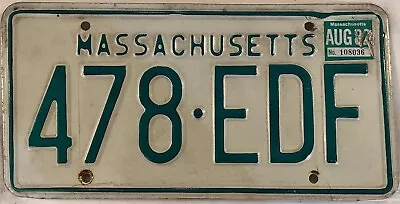 Massachusetts Vintage 1982 License Plate 478 EDF Mass August MA • $19.99