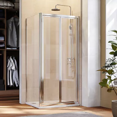 Shower Enclosure And Tray Bi Fold Door With Magnetic Bathroom Wet Room Cubicle • £120.99