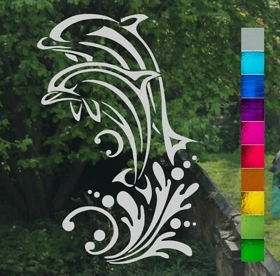 £4.90 • Buy Jumping Dolphin Frost Etch Or Stained Glass Effect Window Shower Door Sticker