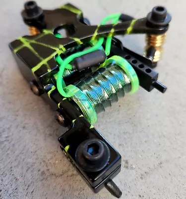 Custom Neon Lime And Black Lightweight Liner Tattoo Machine Green Wire 7.5 Wrap • $152