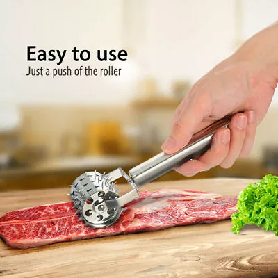 Stainless Steel Meat Tenderizer Roller Hammer Mallet For Steak Beef Chicken Tool • $17.99