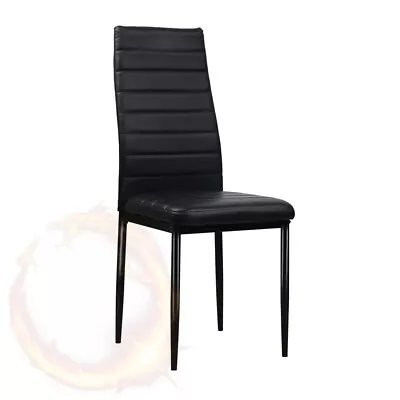 Artiss Set Of 4 Dining Chairs PVC Leather Black • $107.86