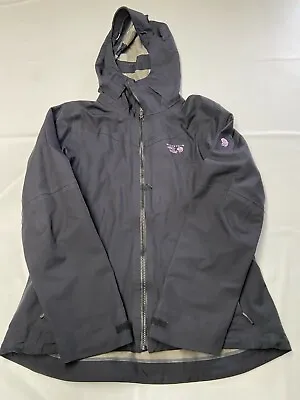Womens MOUNTAIN HARDWEAR Black Dry Q Recco Straight Chuter Ski Jacket Sz M • $152.99