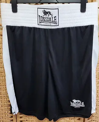 Lonsdale XL Black White Boxing Shorts Training Match Strong Elastic BNWOT • £4.99