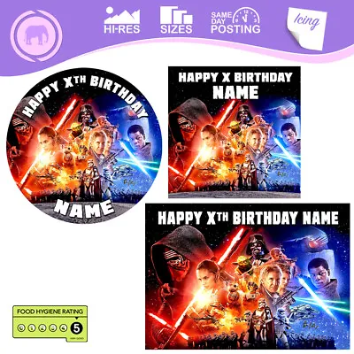 Star Wars Cake Topper Decoration Personalised Edible Icing Sizes Inc Costco • £13.87
