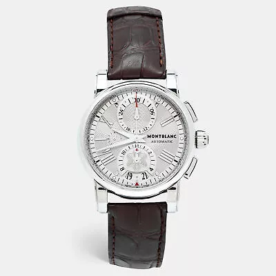 Montblanc Silver Stainless Steel Leather Star 7104 Men's Wristwatch 44 Mm • $2495.85