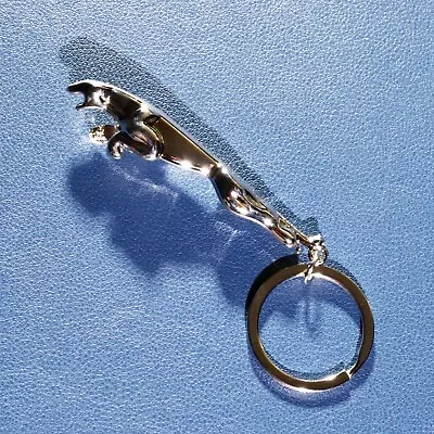 Leaping Jaguar Cat Keyring - Chrome Finish • £9.99