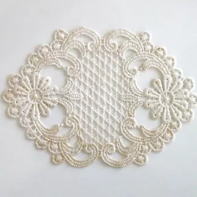 Antique Vintage Victorian Crochet Doily Ecru Beige 8.25  Long X 6  Wide • $5.99