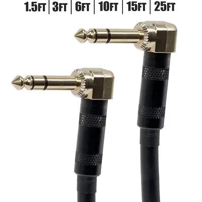 Premium 6.35mm 1/4  Stereo TRS Male To Male Right Angle Adapter Audio Cable Gold • $23.56