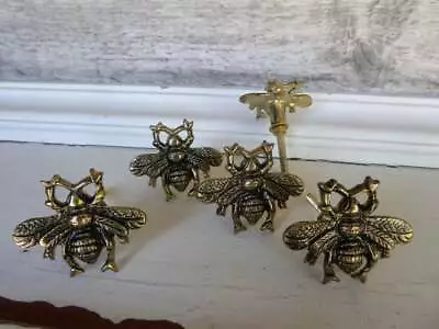 Antique Metal Drawer Pulls Handles Gold Bee Vintage Style Cabinets Knobs • $7.55