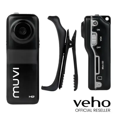 Veho Muvi Hd10l Micro Camcorder Security Body Worn - Black - Vcc-003-muvi-nm • $62.19