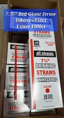  7.75  Red Giant Straws 1 Case Of 1500 Soda Smoothie Straw  Fast Free Shipping • $19.99