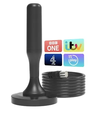 Indoor TV Aerial Long Range & 360° Reception With Strong Magnetic Base 4K 1080 • £5