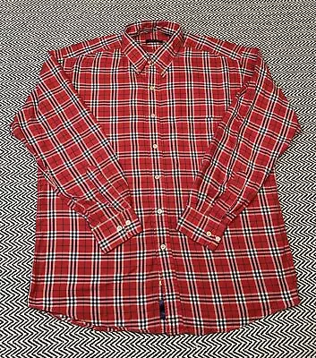 Burberry London USA Made Button Up Shirt Red White Blue Nova Check - LARGE • $39.99