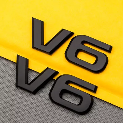 2x Matte Black Metal V6 Engine Badge Emblem Car Trunk Fender Racing Sticker Logo • $9.99