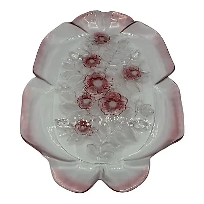 Mikasa Crystal Walther Germany Rosella 15 Inch Platter Tray Pink Spring Blossoms • $53.24