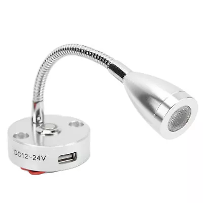 Silver RV Reading Light Flexible Neck 3 Color Light 12‑24V 3W USB Rechargable • $19.91