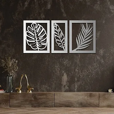 Modern Wooden Leaves Wall Art Set - Decor For Living Room Bedroom Office Art • £62.49