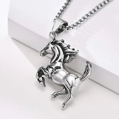 $6.99 • Buy Mens/Women Unisex Flying Horse Pegasus Pendant Necklace Amulet Stainless Steel