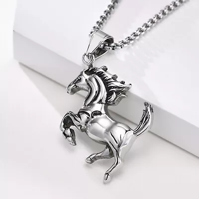 $6.99 • Buy Mens/Women Unisex Flying Horse Pegasus Pendant Necklace Amulet Stainless Steel