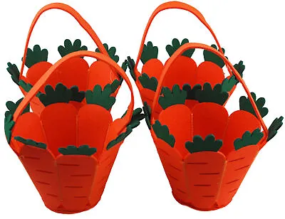 £9.99 • Buy Carrot Felt Fabric Buckets - Ideal Baskets For Easter Egg Hunts (Set Of 4)