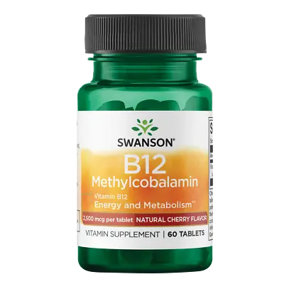 Swanson Vitamin B-12 Methylcobalamin - Cherry Flavored 2500 Mcg 60 Tablets • $12.59