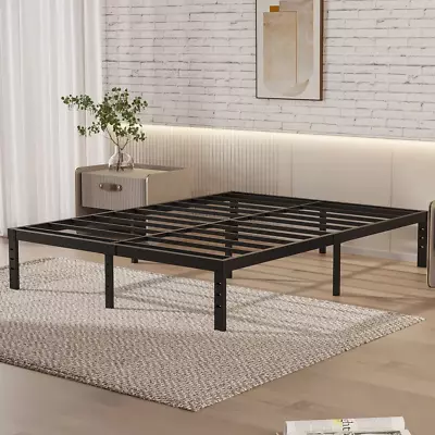 King Size Bed Frame Heavy Duty 3500Lbs Steel Slat Support Easy Assembly Noise • $126.99