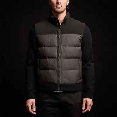 James Perse Men’s Size 4 XL Luxury Goose Down Front Full Zip Sweater Black Wool • $94