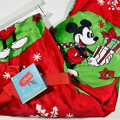 Disney Mickey & Minnie Mouse Christmas Tree Gifts Throw Blanket 50”x70” Red NEW • $41.64