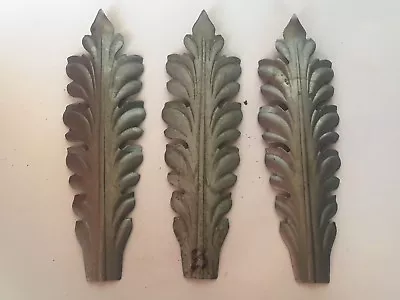 LOT OF 3 Stamped Steel 7-5/16  LEAVES LAMP PART NEW-Vintage STOCK-STEAMPUNK ART  • $10