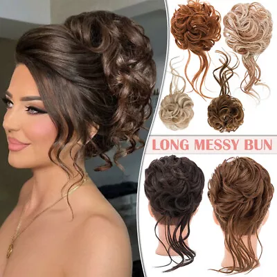 Messy Bun Hair Piece Scrunchie Updo Fluffy Curly Hair Extensions Real As Human • $10.90