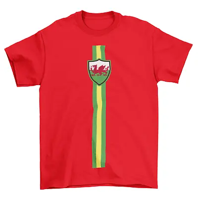 WALES Football T-Shirt Retro Stripe Adults Kids Or Baby Rugby Welsh Cymru • £8.99