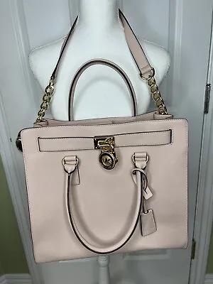 MICHAEL KORS Hamilton Traveler Large Tote Shoulder Bag Purse Pink Leather New • $179.10