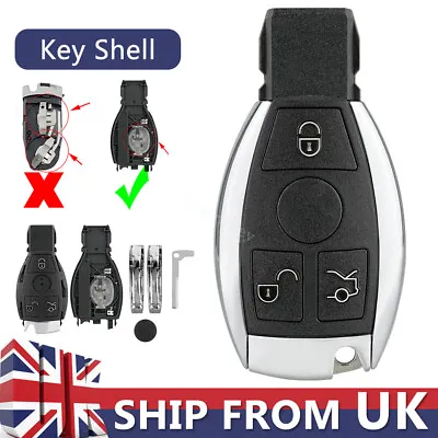 3 Button Key Fob Case Shell For Mercedes Benz A B Class W203 W204 W205 W211 W212 • £7.49