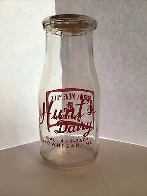 Hunts Acl Half Pint Milk Bottle Skohegan  Maine Me Trphp 474 2604  • $6.77