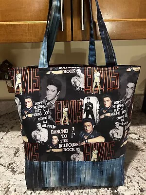 Custom Elvis Presley Large Cotton Washable Reusable Four Pockets Tote Bag Purse • $34.95