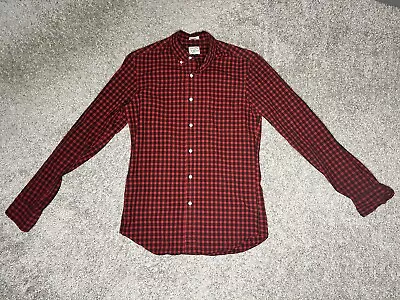 J.Crew Slim Secret Wash Shirt In Red Check Size Small • $10
