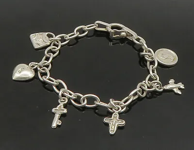 925 Sterling Silver - Vintage Shiny Assorted Charms Chain Bracelet - BT9112 • $77.05