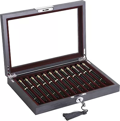 Wood Pen Display Box Luxury Fountain Pen Collector 12 Slot Pen Storage Organizer • $76.56