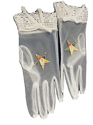  Masonic ( Eastern Star ) OES  Chiffon/Crochet White Gloves  • $12